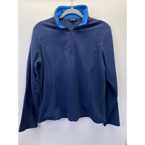 Lands' End M 10–12 Blue Quarter Zip‎ Fleece Preppy Cozy Layer Thermacheck